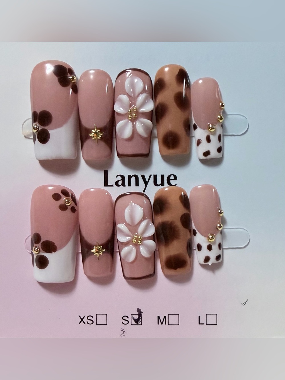 Pink & Brown Floral Leopard Press-On Nail Set